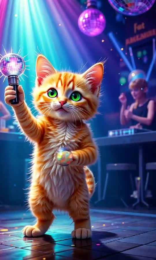 Disco Kitty on the Dance Floor – Let the Purr-ty Begin! 🪩🐱🎉