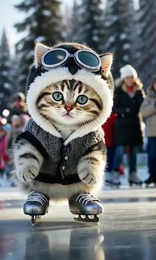 Ice Meowgic: The Cat That Skates Better Than You! ⛸️🐱❄️