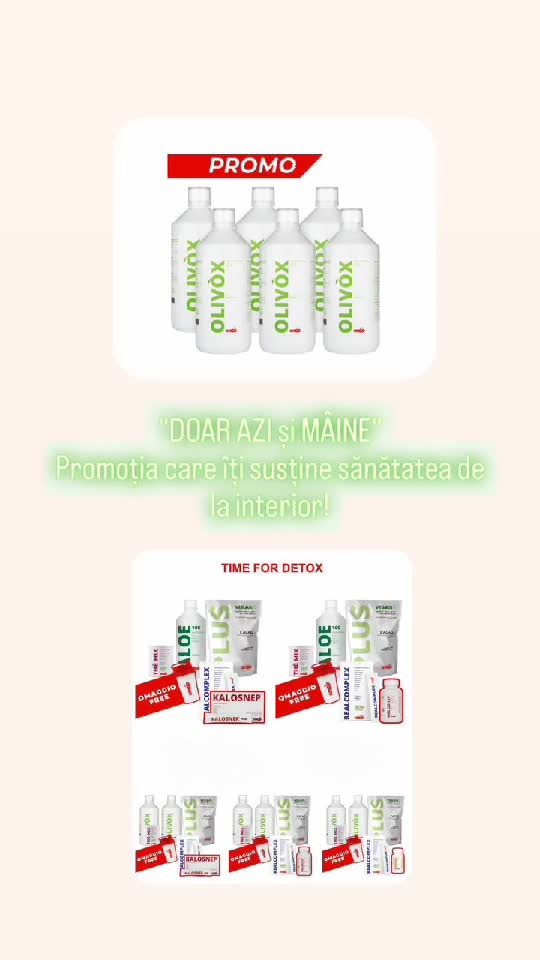 Astăzi și mâine continuă promoția specială cu kit-urile DETOX + OLIVOX!