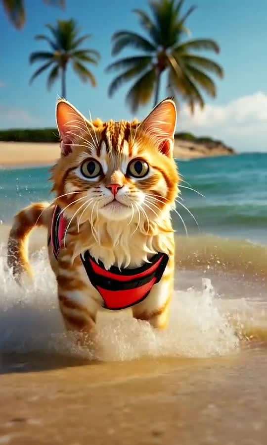 Surf’s Up, Meow! 🏄‍♂️🐾🌴