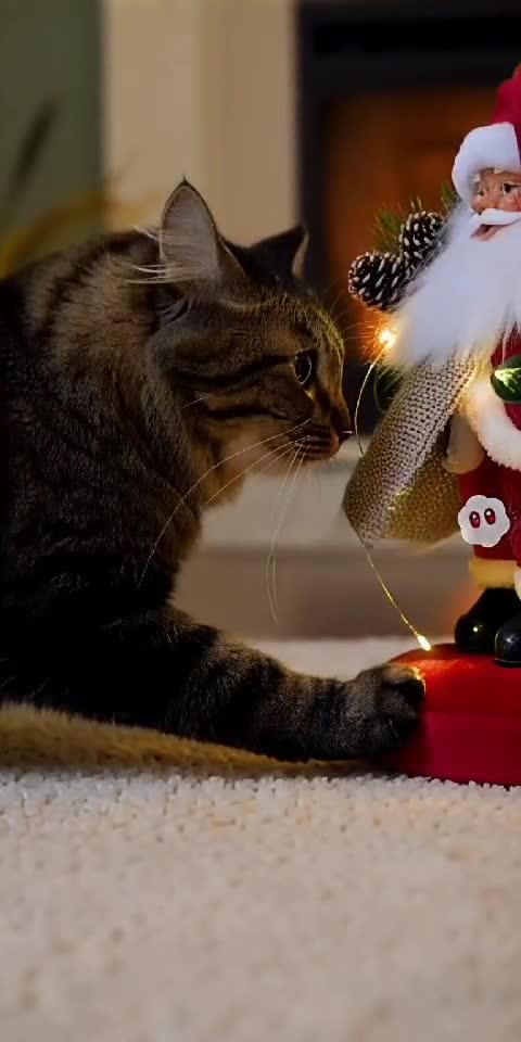 Cat Thinks Santa Is Real 😼🎅