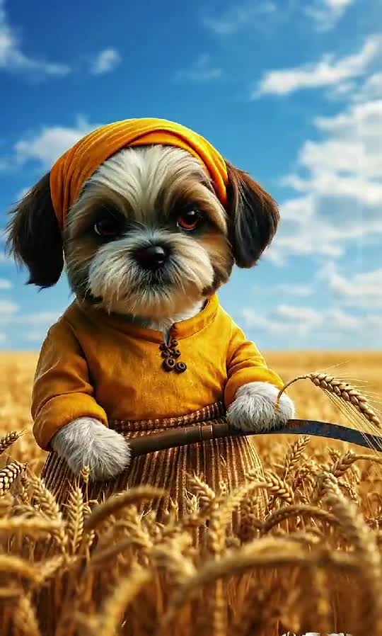 The Harvest Pup: A Loyal Worker in the Fields of Gold 🌾🐶
