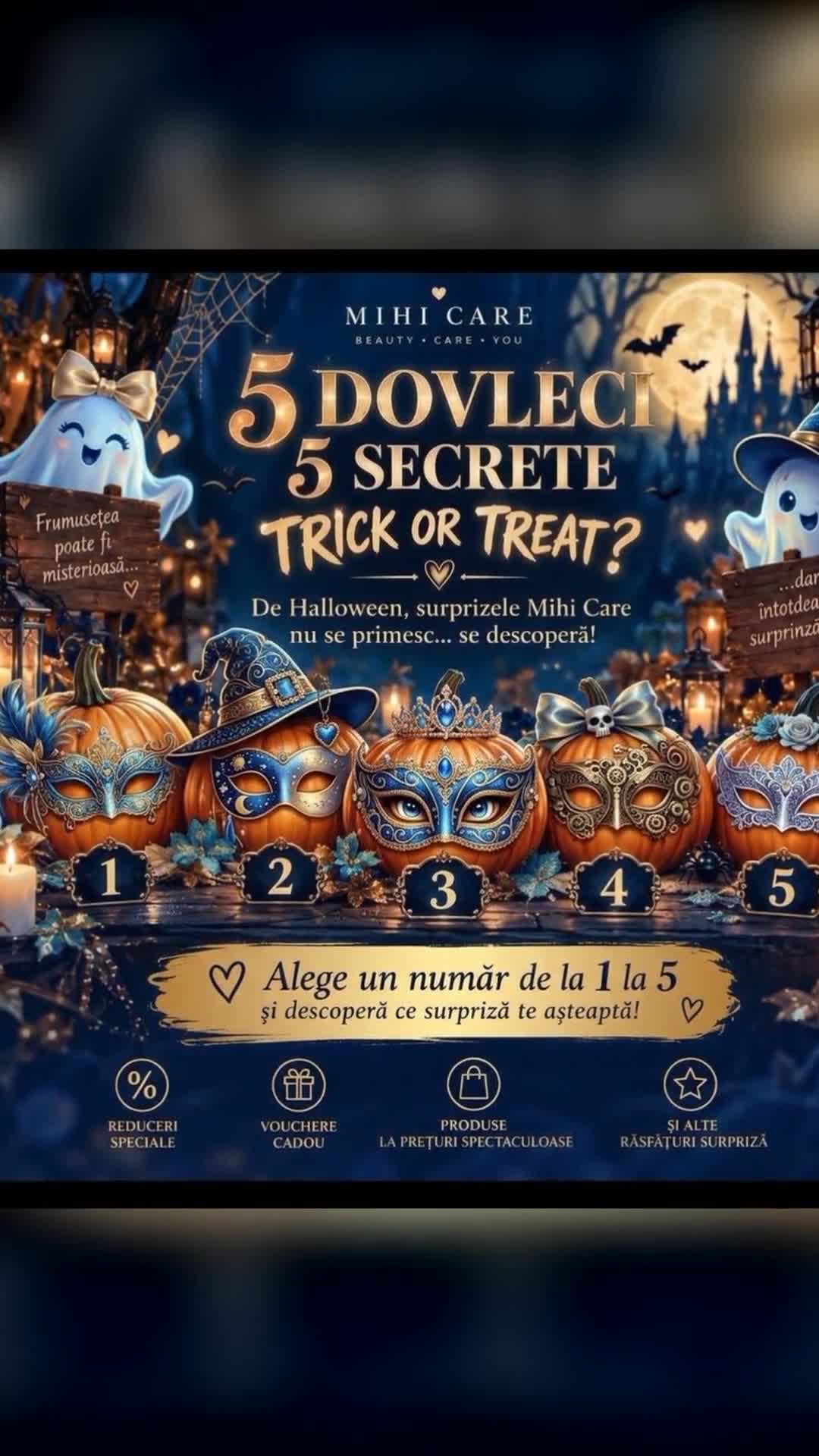 🎃🩷 5 DOVLECI, 5 SECRETE, O MULȚIME DE SURPRIZE! 🩷🎃

👻 De Halloween, MIHI CARE pregătește un joc plin de mister și surprize! 🎁✨