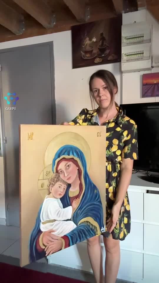 pictura cu Maica Domnului în stil bizantin 🎨