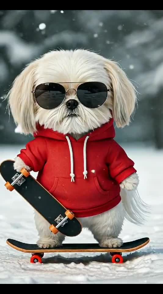 Snowboard Pup: Too Cool to Feel the Cold! 🐶❄️🛹