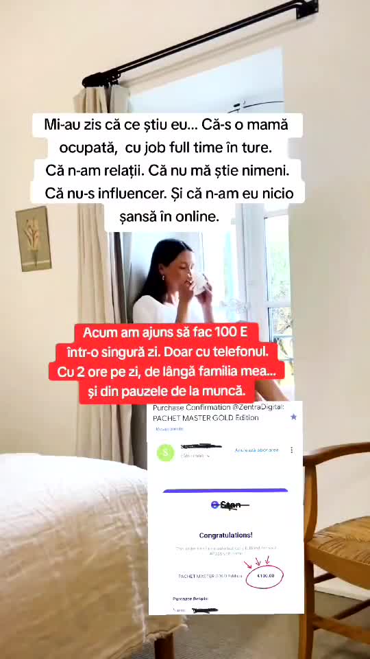 Mi-au spus că n-am șanse. Am început oricum. Azi: 100€ într-o zi, doar cu telefonul. Tu mai aștepți sau începi?
