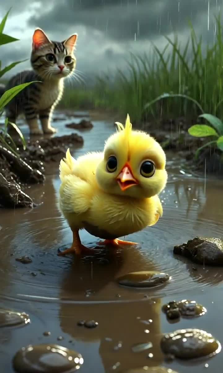 When You Thought It Was Just a Puddle... 🐤💦 But Life Had Other Plans!