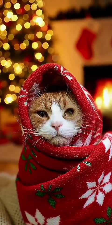 Cat Becomes a Christmas Burrito 😹🎄