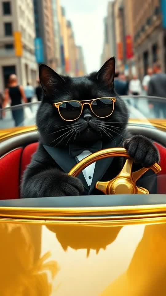 The Coolest Cat in Town: Chauffeured by Charm 🐱🚗✨