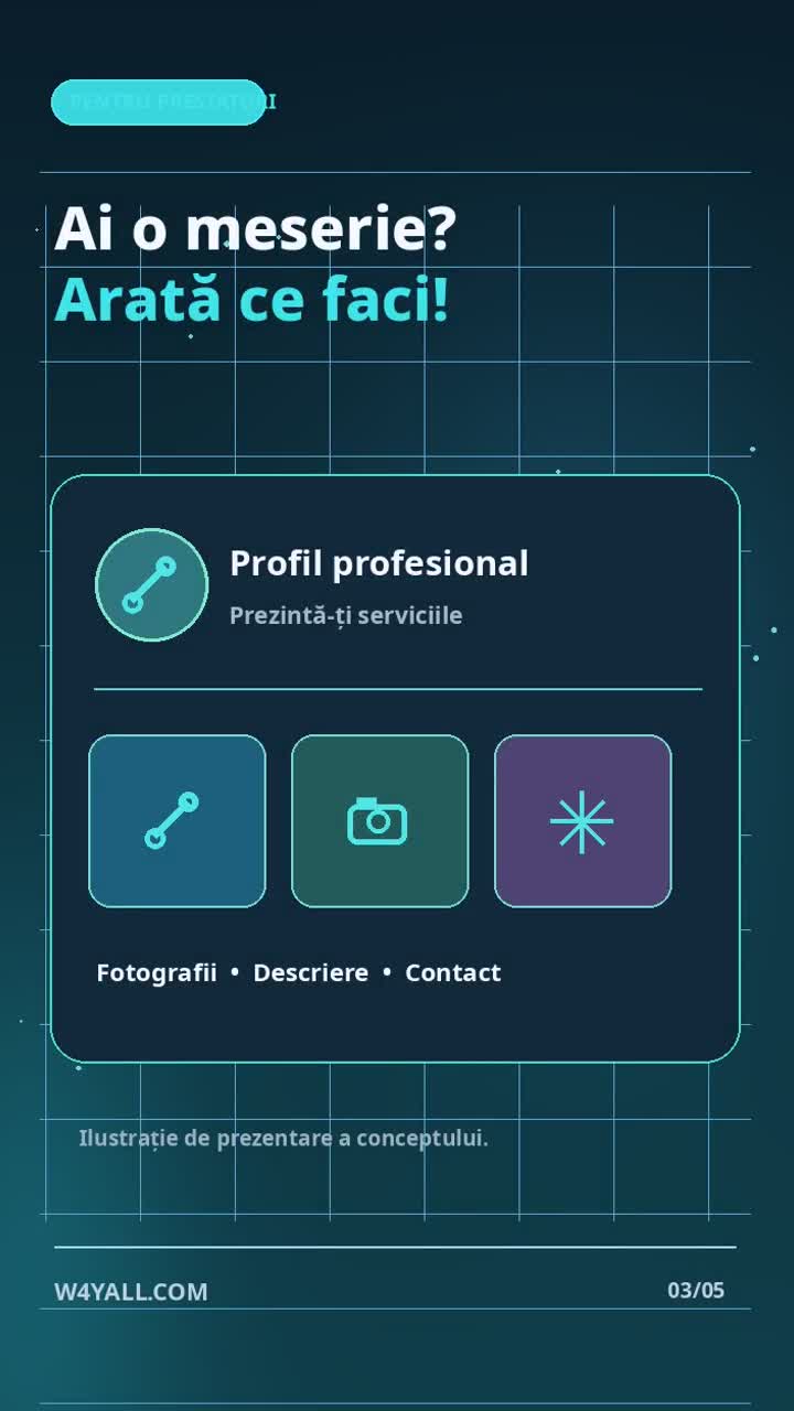 🚀 Construim W4YALL!

O platformă care își propune să conecteze oamenii care au nevoie de servicii cu profesioniștii care le oferă.