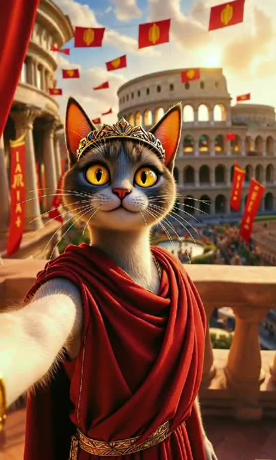 Imperial Meow: The Emperor of Purrmania Takes a Selfie! 🐱🏛️
