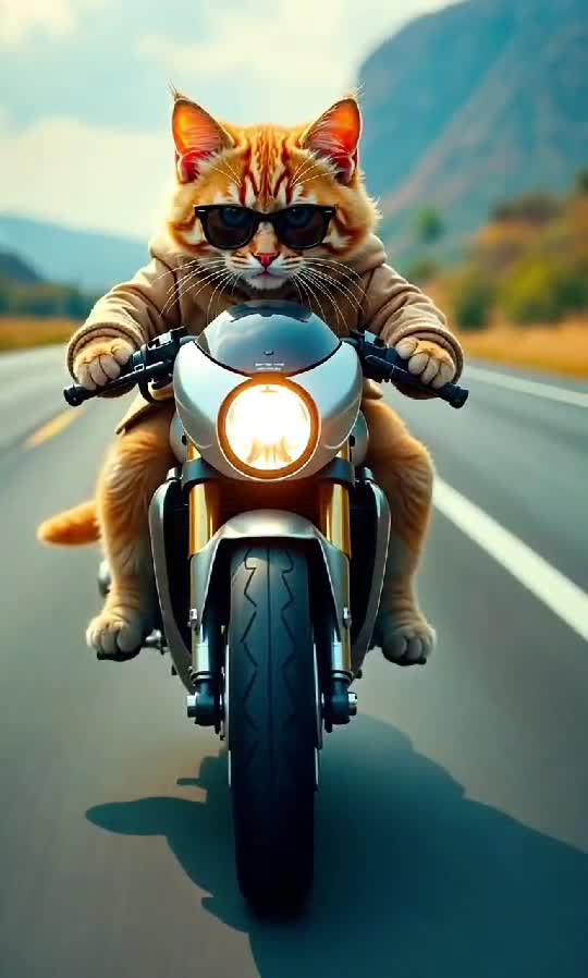 Fast & Furriest: The Cat Who Rides Like the Wind! 🐱🏍️💨