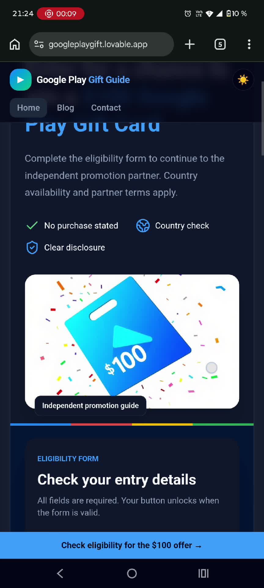 câștigă 100$ google play gift card
pași sunt simpi completează datele 
după verificarea umana