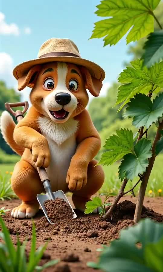 The Gardening Pup: Nature's Cutest Helper with a Green Paw 🌱🐶🌞