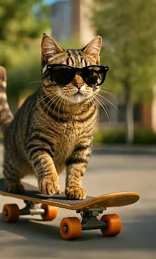 Cool Cat on a Skateboard: The Feline Street Legend 🕶️🛹🐱
