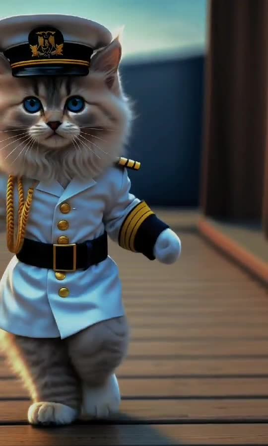 Captain Whiskers Reporting for Duty! ⚓🐾🚢