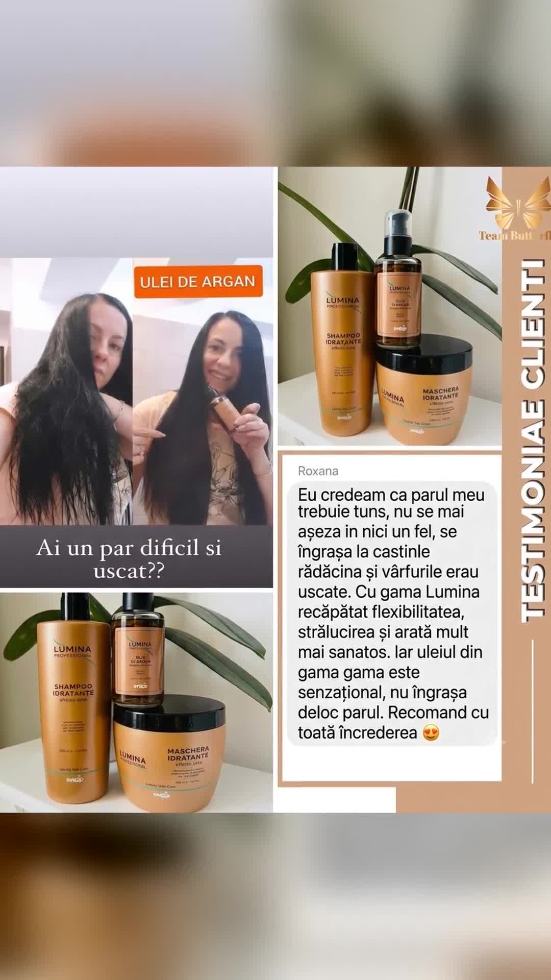 ✨ Păr uscat, dificil de aranjat și lipsit de strălucire? ✨
Descoperă gama Lumina pentru îngrijirea părului 💛
🌿 Șampon hidratant
🌿 Mască hidratantă
🌿 U