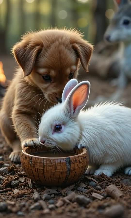 The Sweetest Friendship in the Forest 🐶❤️🐰